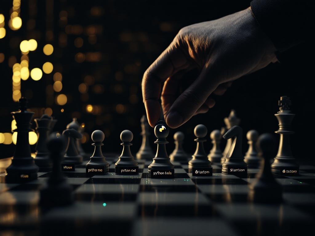 A strategic acquisition chess game — dark moody digital art representing corporate consolidation